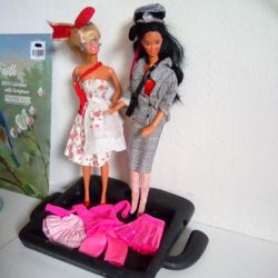 Two Vintage Barbies With Clothes 