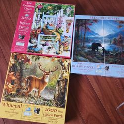 Lot of 3 Jigsaw Puzzles 1000 Pieces 