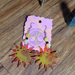 Handmade Yellow And Red Sun Yellow Agate Earrings