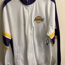 Los Angeles Lakers NBA Track Jacket White Purple Gold – Size Large – Ne