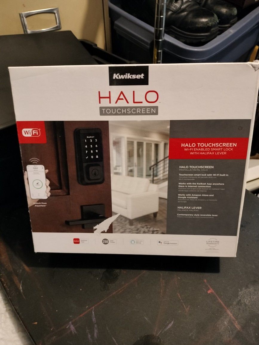 Kwikset Halo Advanced Touchscreen, WiFi Enabled Smart Lock with Halifax Lever Included: