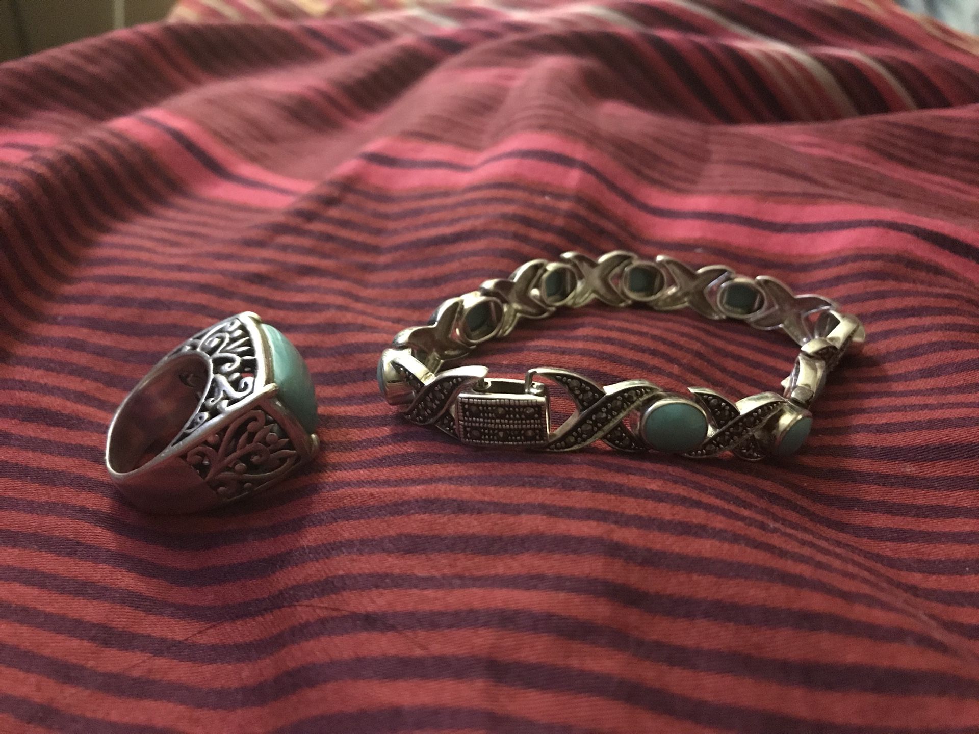 Ring & bracelet set 925 sterling made