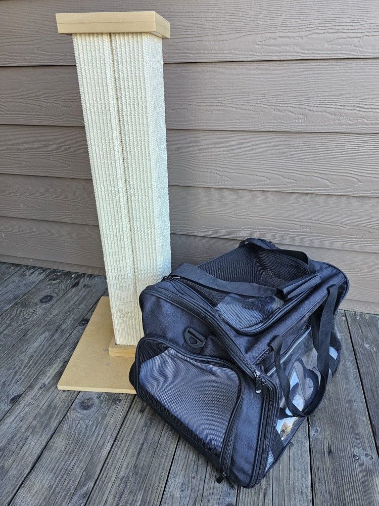 Cat Scratch Post And Travel Bag