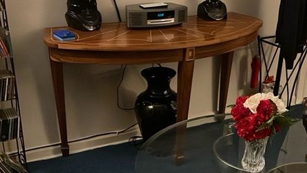 Vintage Half Moon Wooden Console Table