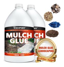 Mulch Glue, 2 Gallon Pea Gravel Rock Glue for Landscaping, Sticky Resin Binder Stabilizer, Safe Rubber Mulch Lock Anchor for Stone, Cypress, Lawn, Gar