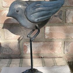 Tall Rustic Metal Bird Votive