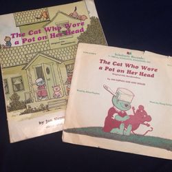 Rare children's Book and Record 1960's "The cat who wore a pot on her head"