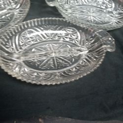 Three vintage cut glass divided plate 