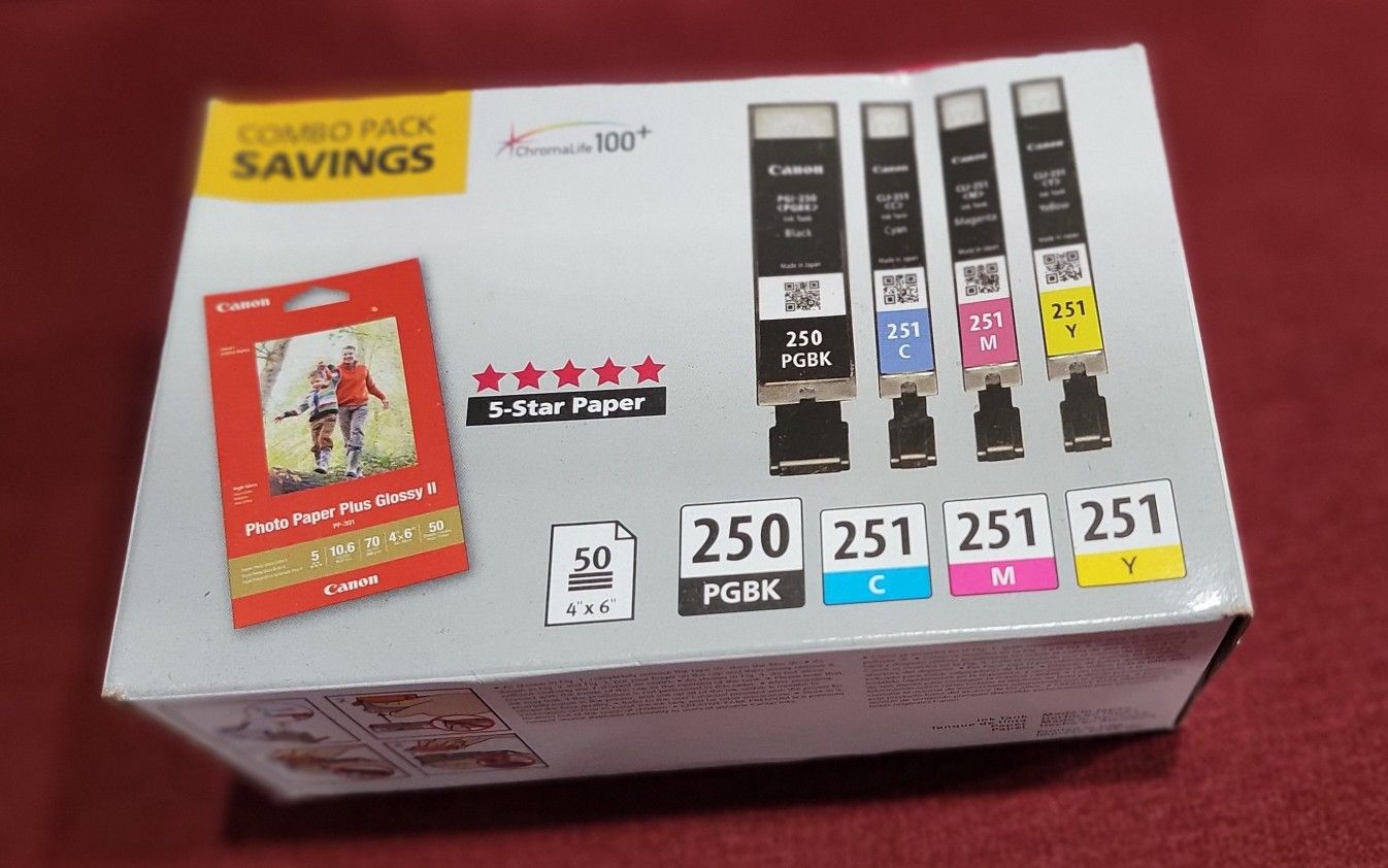 Canon PGI-250/CLI-251 ComboPack with 50 Sheets Photo Paper OEM Genuine NEW
