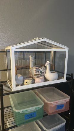 Decorative greenhouse with pots