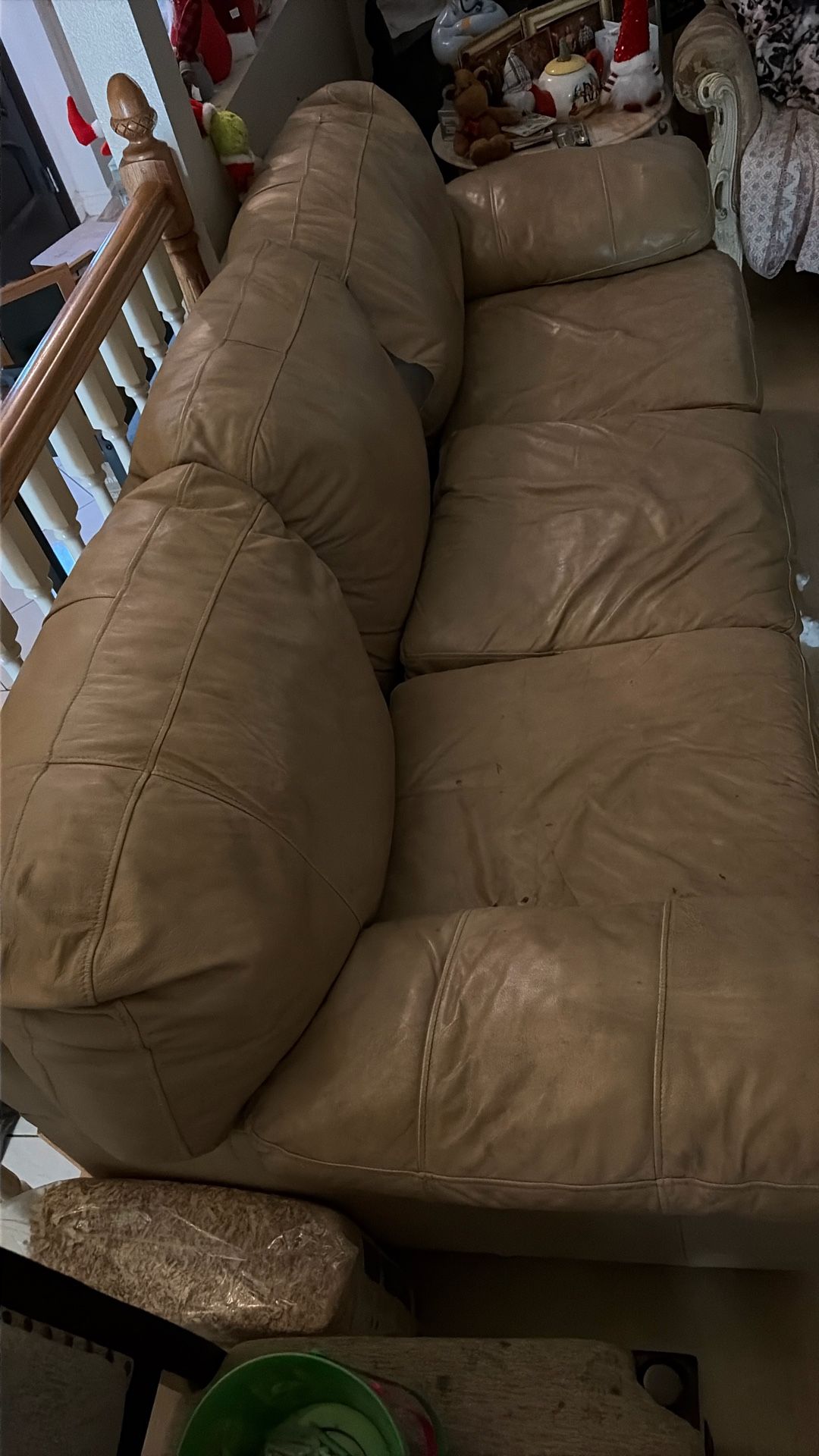 Beige Leather Sofa