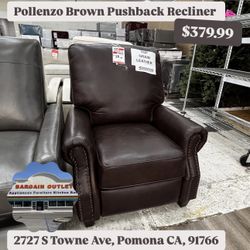 Pollenzo Brown Push Back Recliner