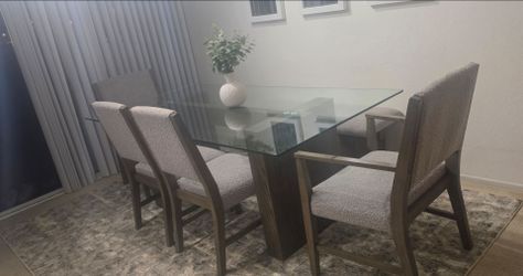 Dining table 4 chairs & bench