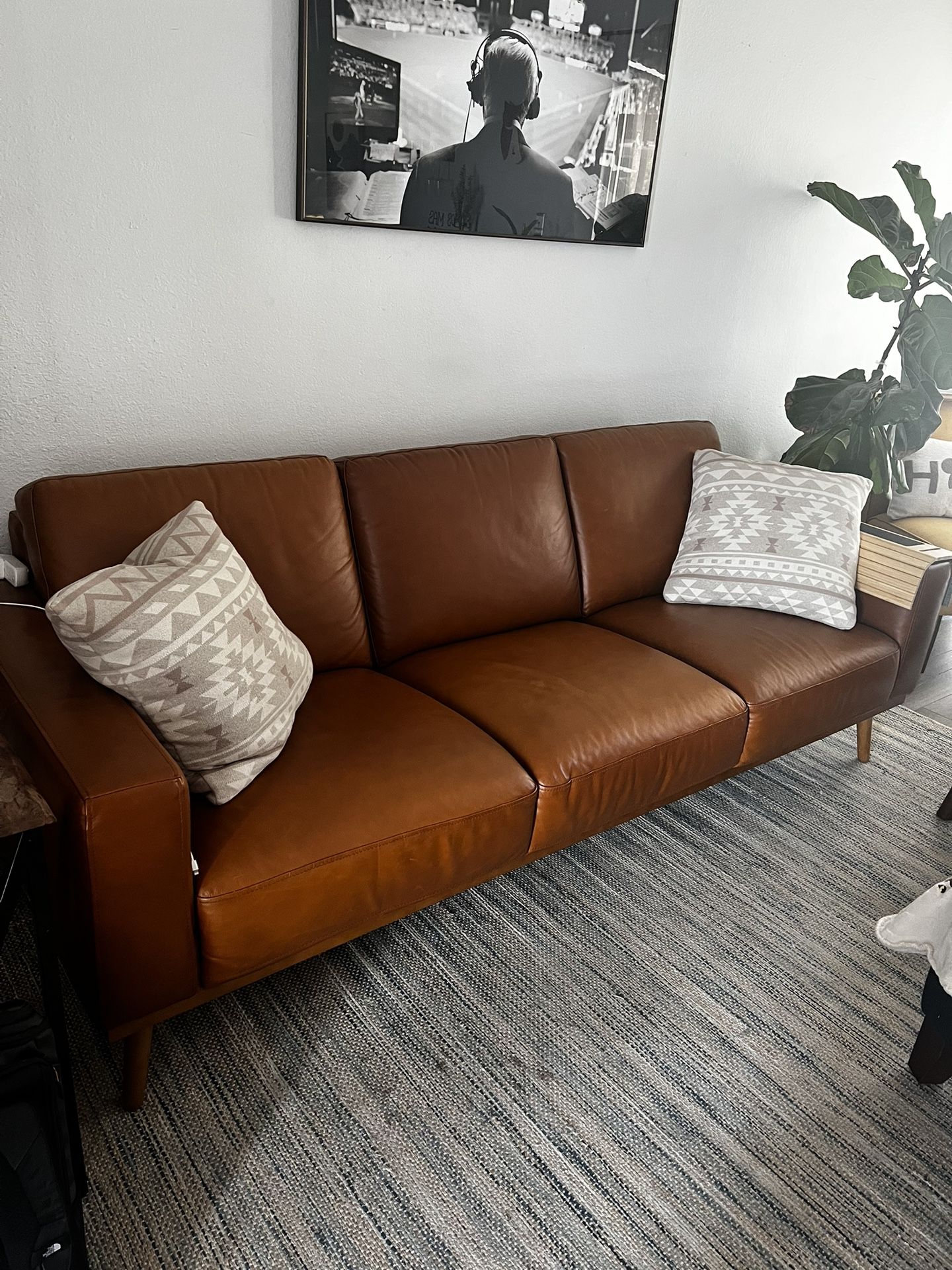 Brown Leather Couch 