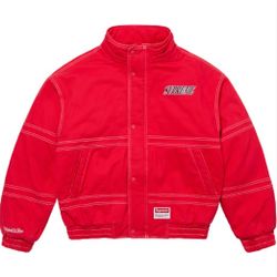 Supreme Mitchell & Ness Twill Stadium Jacket Red 