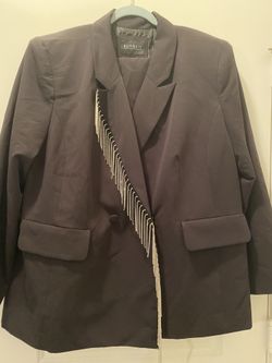 ELOQUII Pant Suit, Black, w/blinged fringe, 22w