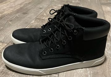 Timberland Davis Square Mid Chukka Shoes Black Leather and Canvas Men's 10