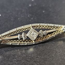 Vintage 100% 10k Gold Genuine Diamond Pin W/ Safety Clip 2.5 Grams Jewelry Necklace Bracelet Chain Bullion Bar .417