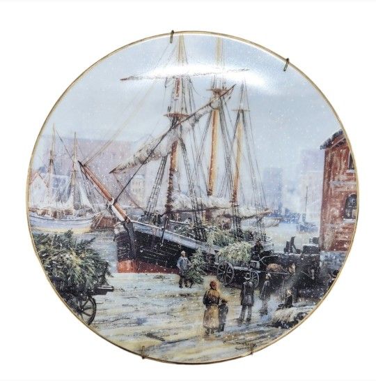 Vintage 1993 WL George The Christmas Tree Schooner Collectible Plate