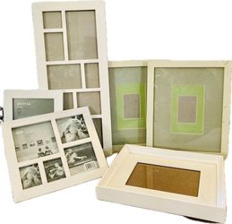 SIX (6) Assorted Off-White Wood Photo/Artwork Frames