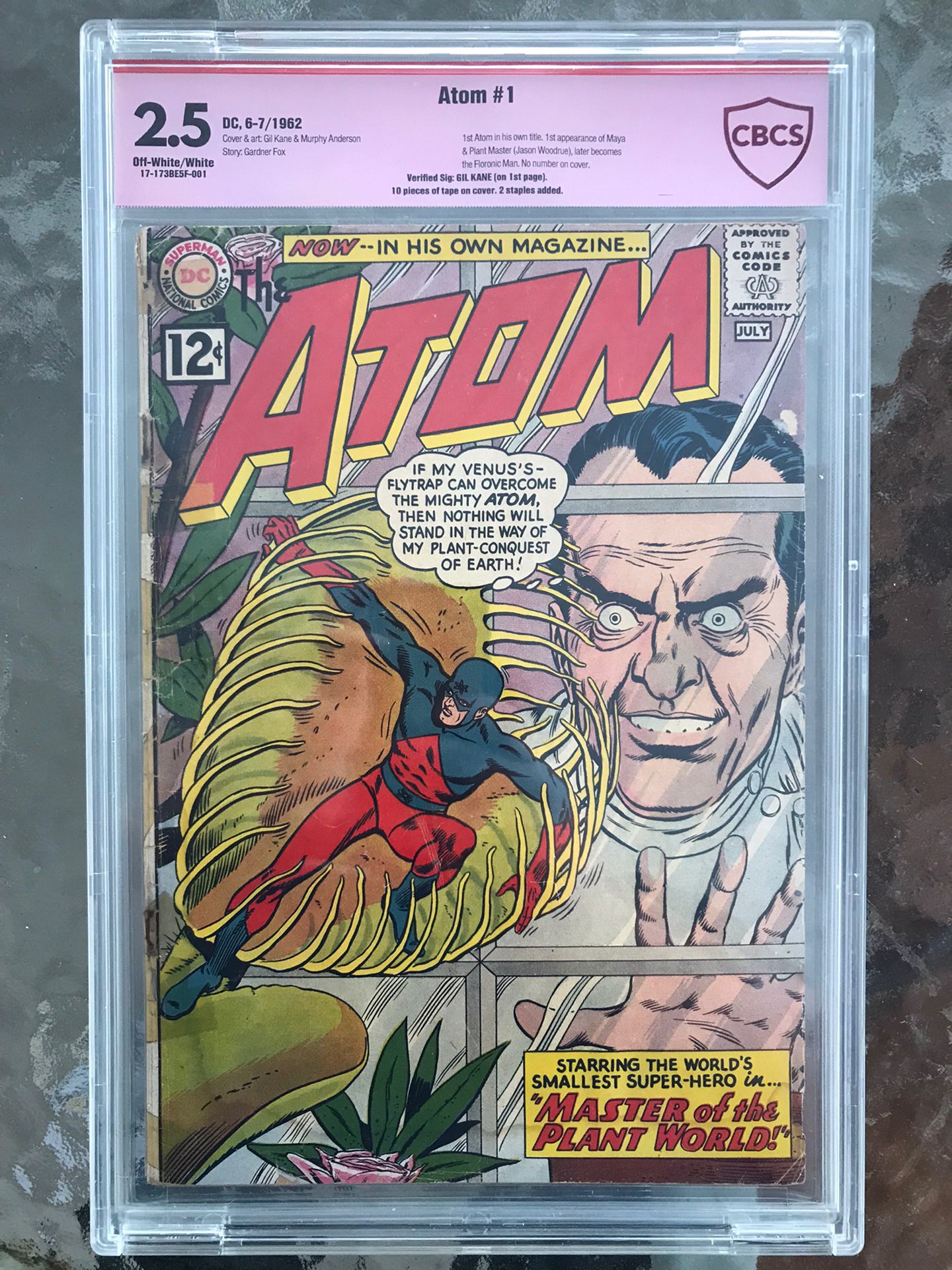 Atom #1 (1962) CBCS 2.5 — O/w to White Pages; Gil Kane verified signature CGC