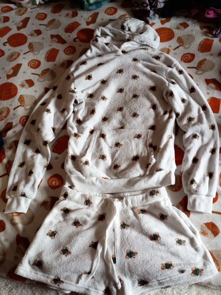 Plush Teddy Bear Print PJ Set 