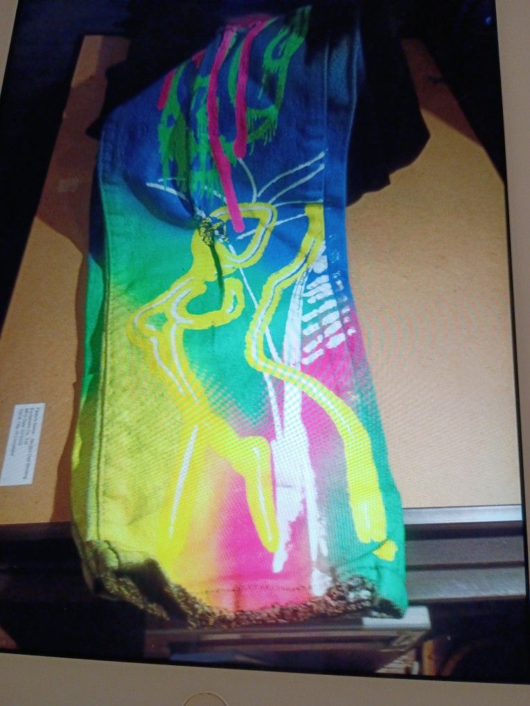 MACKEEN GRAPHIC PRINT BINGE DENIM JEANS SIZE 42