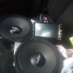 Double Din Deck And 2 Skar Audio 10 In Mid Range Speakers 