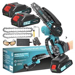 Mini Chainsaw 6-Inch 21-Volt Lithium-Ion Electric Battery with Security Lock