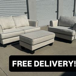 FREE DELIVERY || Living Spaces Sofa/Loveseat/Ottoman Matching Set
