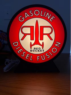 Lámpara Retro Red Rocket - Letrero Luminoso Fallout - Decoración Gamer Gaming Room - Estilo Vintage Gas Station Gasoline Diesel Fusion