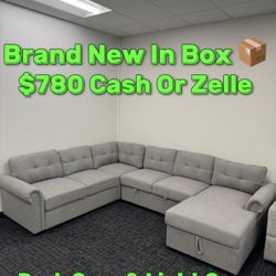 Light Gray & Dark Gray Available Sofa Bed Sectional Couch 🛋️ New In Box 📦 Pull Out Bed With Storage Underneath 
