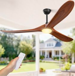 🔥new inbox🔥70" Outdoor Ceiling Fan with Light and Remote, Solid Wood 3-Blade Ceiling Fan with DC Motor