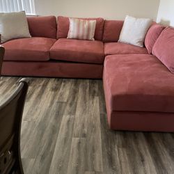 Wrap Around Salmon Colored Sectional