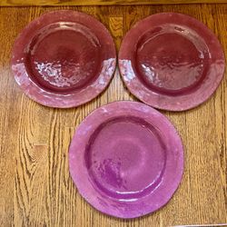 Set of 3 Vintage Pier 1 Carmelo Melamine Purple Distressed Look Dinner Plates 11”