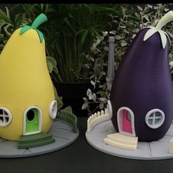 Magical Enchanted The Eggplant Fairytale Mini Fairy House for Home Garden Decor