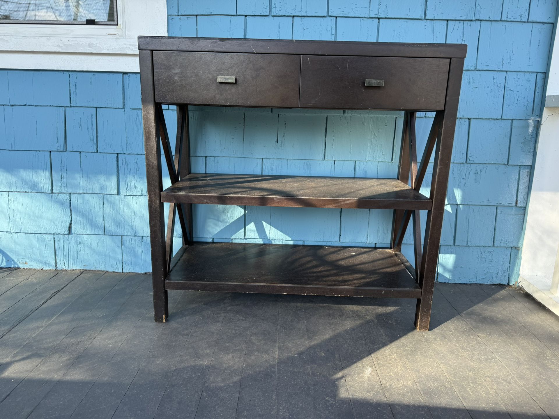 Entryway Table Wood W/ Drawers And Shelves