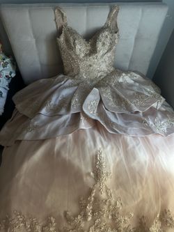 Rose gold Quinceanera dress WITH crinolina