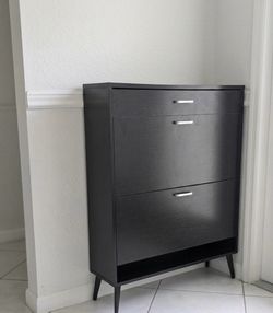 Black Shoe Storage Cabinet