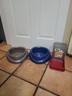 Free Pet Bowls & Feeder - used