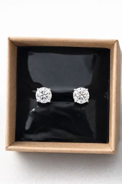 4CT Authentic Moissanite Earrings - 18k Gold Plated, 925 Sterling Silver, Unisex