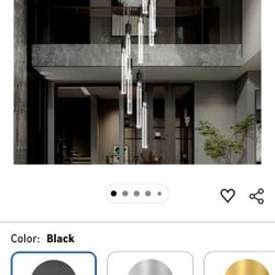 Flashing God 137'' Large Crystal Chandeliers for High Ceiling 16-Lights Stairway Chandelier Modern Black Chandelier Crystal Pendant Ceiling Light for 
