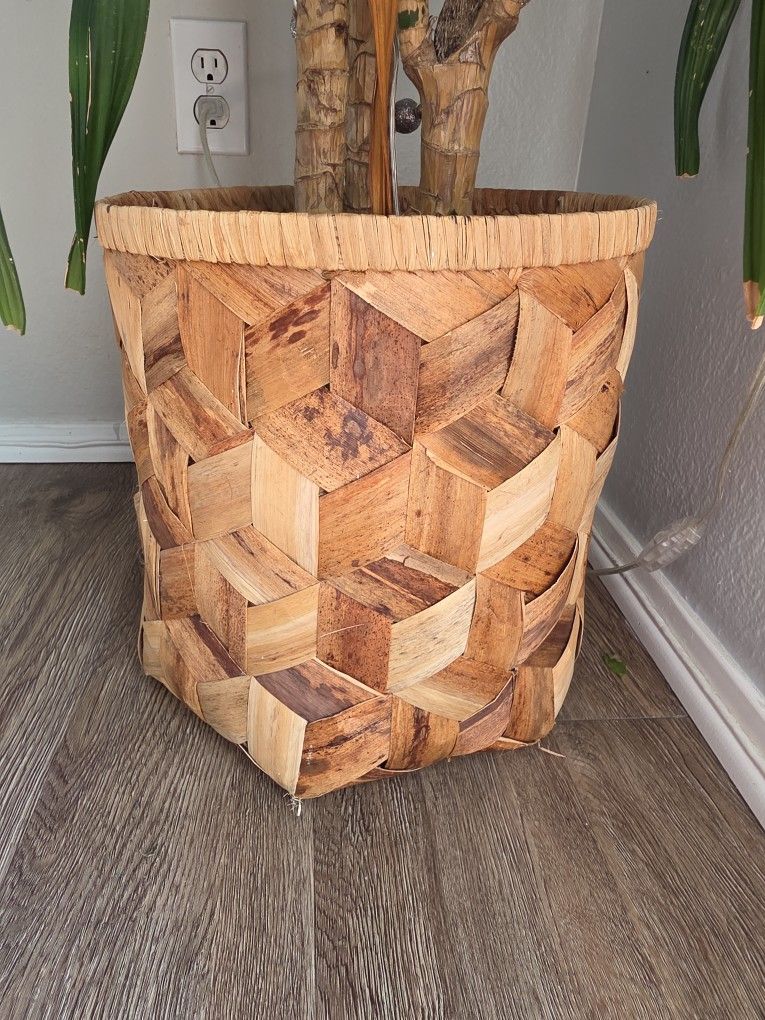 Woven Planter Wood Natural Fiber