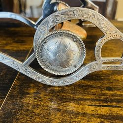 Vintage E. Garcia Sterling Silver Western Horse Bit - Copper Port