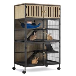 HABUTWAY Metal Large Small Animal Cage 5 Levels, 50.0" H Rolling Guinea Pig Cage with Removable Ramps & Double Door, Ferret Cage with Locker $180  📍 