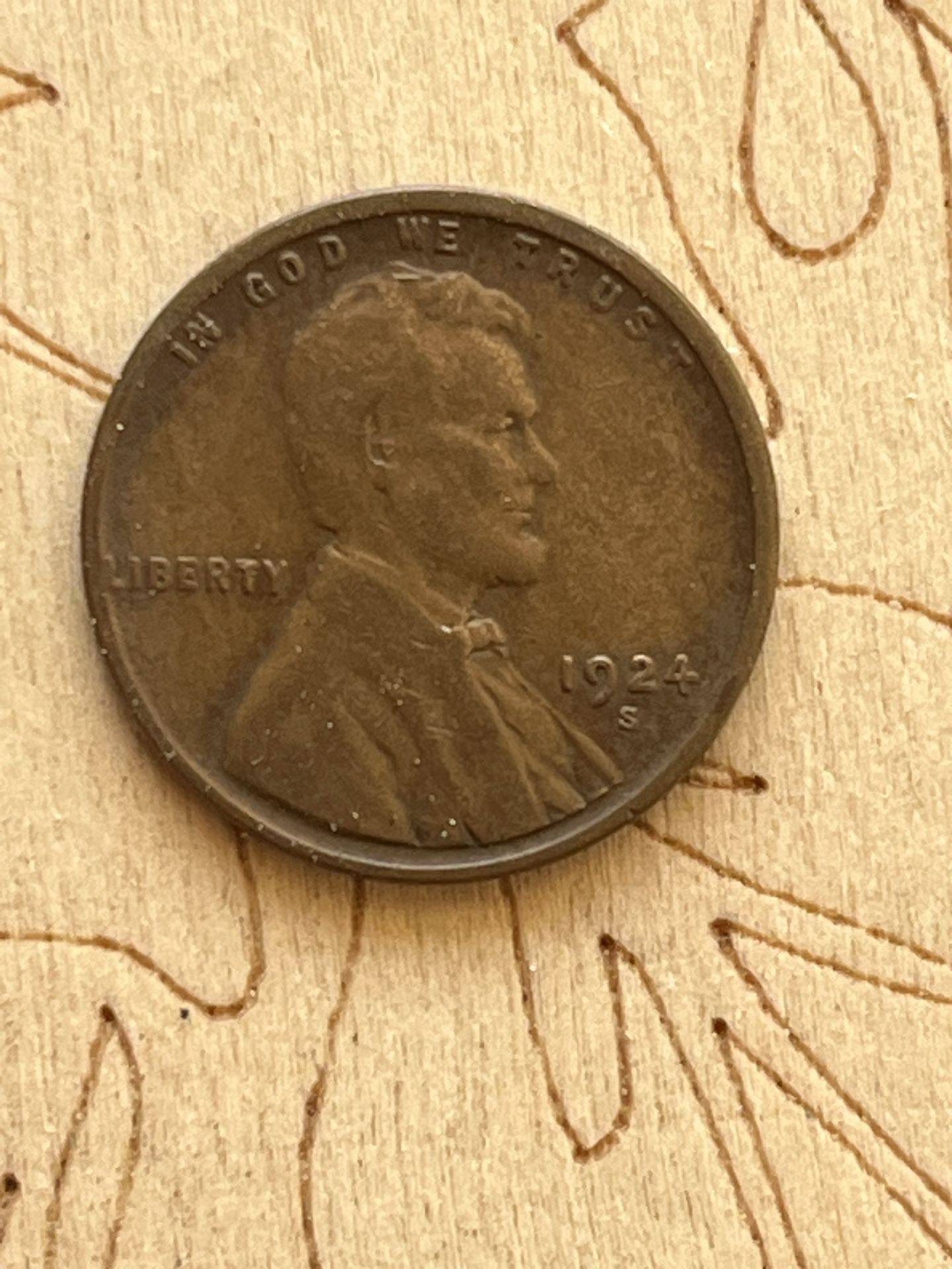 1924 s 1 Cent Lincoln Wheat Penny