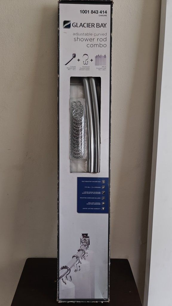 Glacier Bay Adjustable Curved Shower Rod Combo.