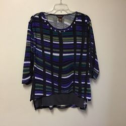 Women’s MULTIPLES 100% Polyester 3/4 Sleeve Multicolor Design Pull Over Top With Cami… Size Large