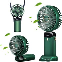 new Personal Fan, Mini Portable Handheld Fan Hanging Neck Fan, USB Rechargeable 5000mAh Small Desk Fan 5 Speeds for Home Office Travel, 16-24 Hours Wo