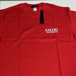AMIRI Red Graphic Print Cotton Jersey Crew Neck T-Shirt Men's L Short Sleeve